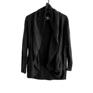 Barefoot Dreams Medium Black Open Front Cozy Chic Lite Kint Cardigan Sweater